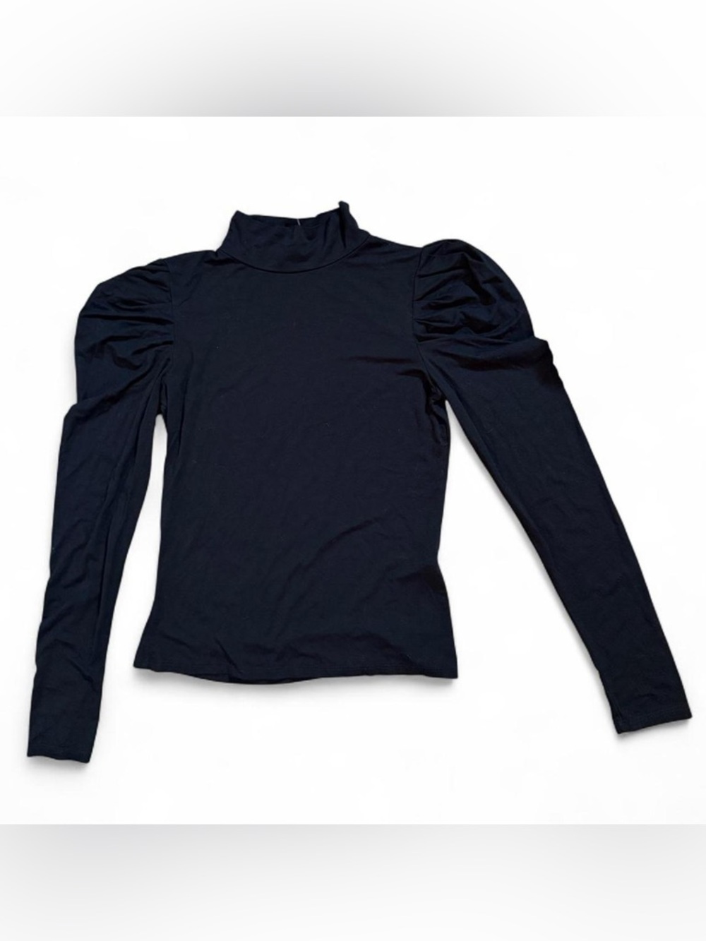 Windsor Black Puff Sleeve Mock Neck Top Size Small